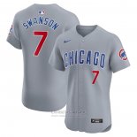 Camiseta Beisbol Hombre Chicago Cubs Dansby Swanson Road Elite Gris