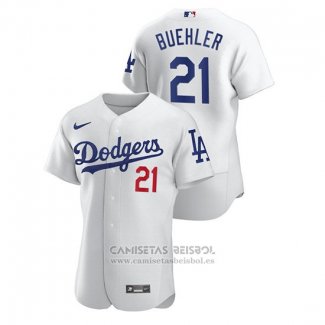 Camiseta Beisbol Hombre Los Angeles Dodgers Walker Buehler Autentico Blanco