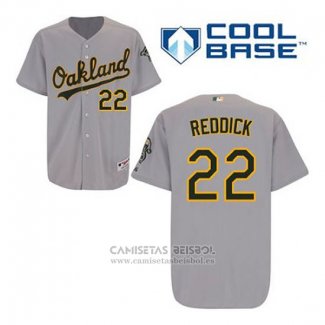 Camiseta Beisbol Hombre Oakland Athletics Josh Reddick 22 Gris Cool Base