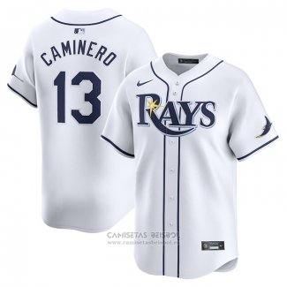 Camiseta Beisbol Hombre Tampa Bay Rays Junior Caminero Primera Limited Blanco