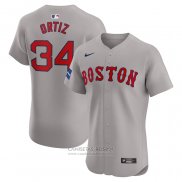 Camiseta Beisbol Hombre Boston Red Sox David Ortiz Road Elite Gris