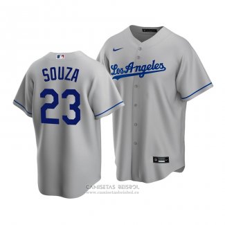 Camiseta Beisbol Hombre Los Angeles Dodgers Steven Souza Replica Gris