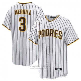 Camiseta Beisbol Hombre San Diego Padres Jackson Merrill Primera Replica Blanco