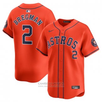 Camiseta Beisbol Hombre Houston Astros Alex Bregman Alterno Limited Naranja