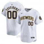 Camiseta Beisbol Hombre Milwaukee Brewers Alterno Limited Personalizada Blanco