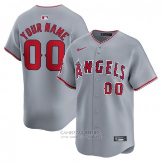 Camiseta Beisbol Hombre Los Angeles Angels Segunda Limited Personalizada Gris