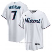 Camiseta Beisbol Hombre Miami Marlins Tim Anderson Primera Replica Blanco