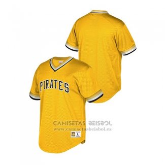 Camiseta Beisbol Hombre Pittsburgh Pirates Cooperstown Collection Mesh Wordmark Oro