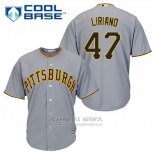 Camiseta Beisbol Hombre Pittsburgh Pirates Francisco Liriano 47 Gris Cool Base