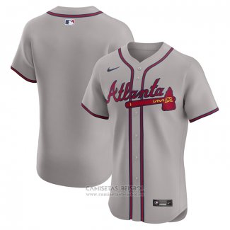 Camiseta Beisbol Hombre Atlanta Braves Road Elite Gris