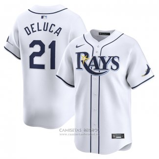 Camiseta Beisbol Hombre Tampa Bay Rays Jonny DeLuca Primera Limited Blanco