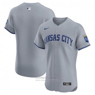 Camiseta Beisbol Hombre Kansas City Royals Road Vapor Premier Elite Patch Gris